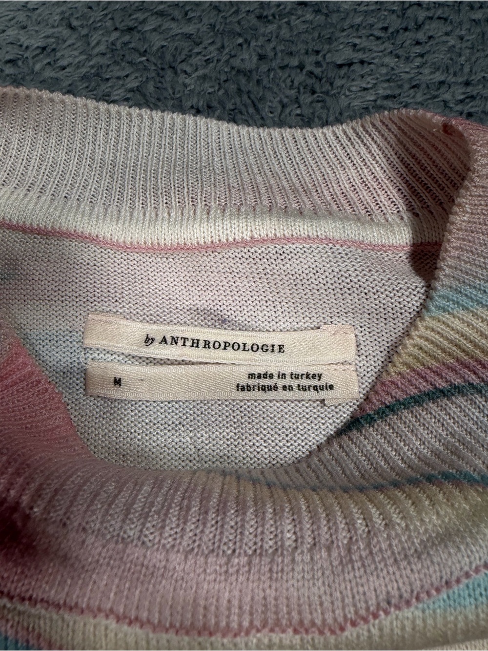 By Anthropologie printer Pastel Swirl Short-Sleeve Knit Top medium - Picture 4 of 12